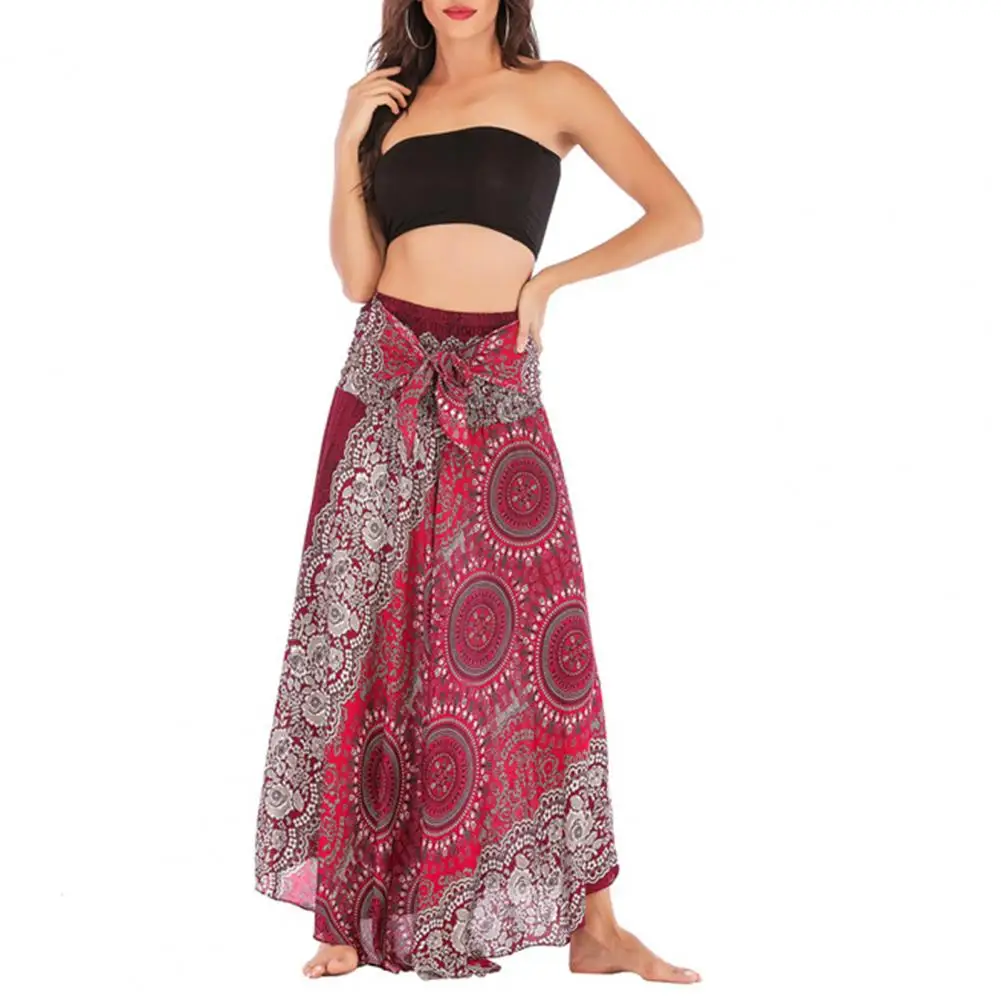 Summer Skirt  Washable   Women Dress Summer Women Tie Waist A-Line Maxi Skirt