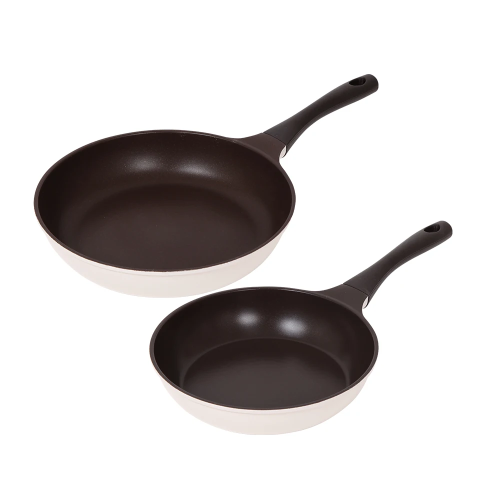 1 + 1 Inducted Frying Pan Nonstick Light Coated Pan Casting Frying Pan Choco Cream IH Frying Pan 24cm + 28cm