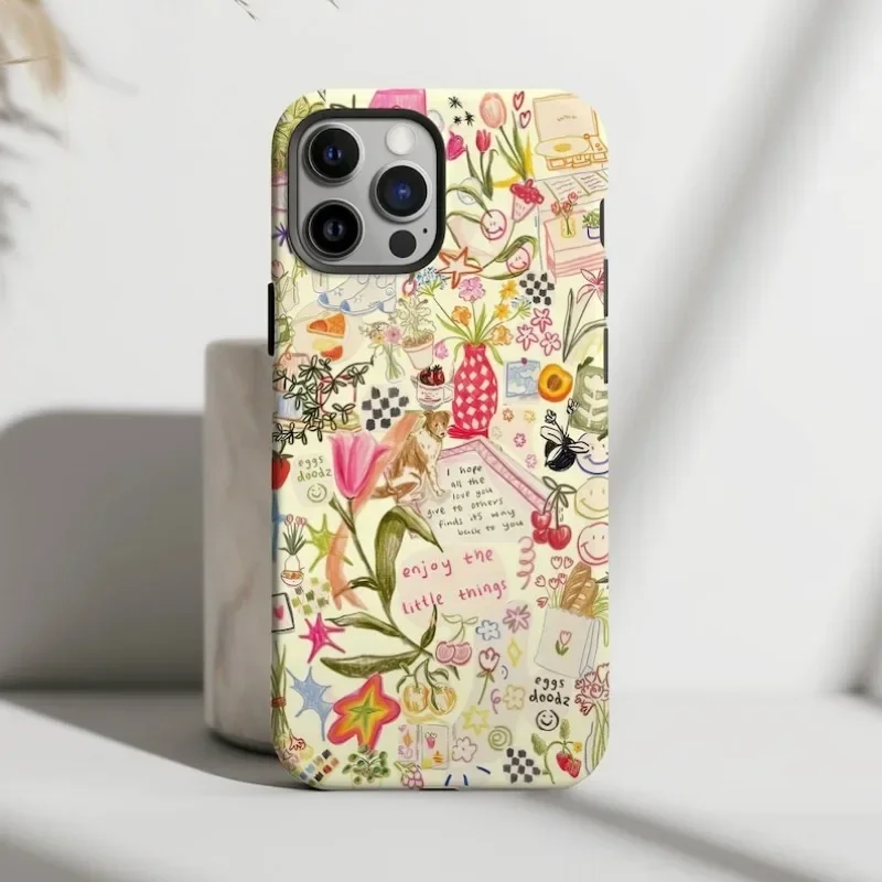 Yellow Flowers Collage Phone Case for IPHONE 15PRO MAX 14 13 12 11 PRO Plus 15pro Acrylic TPU Two in One Mobile Phone Cases