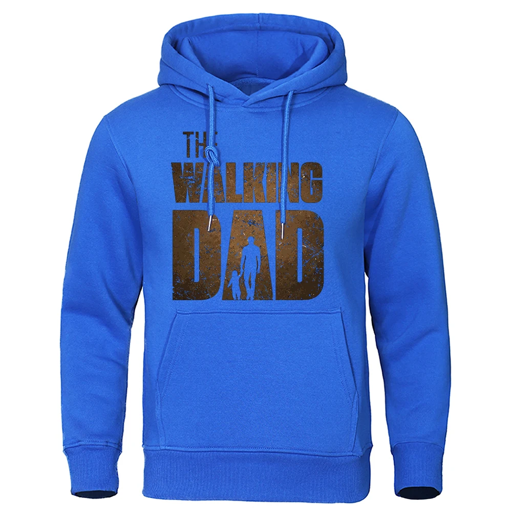 The Walking Dad Holding Daughter\'S Hand Print Hoodies Men Casual Loose Tops Loose Fleece Clothes Fashion Pullovers Streetwear