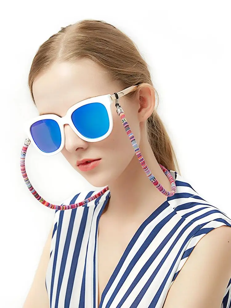 Farbiges Brillenkabel aus dicker Baumwolle, Brillenkabel im Ethno-Stil, Anti-Drop-Brillenkabel, Anti-Drop-Kopfhörer für Unisex-Sonnenbrillen