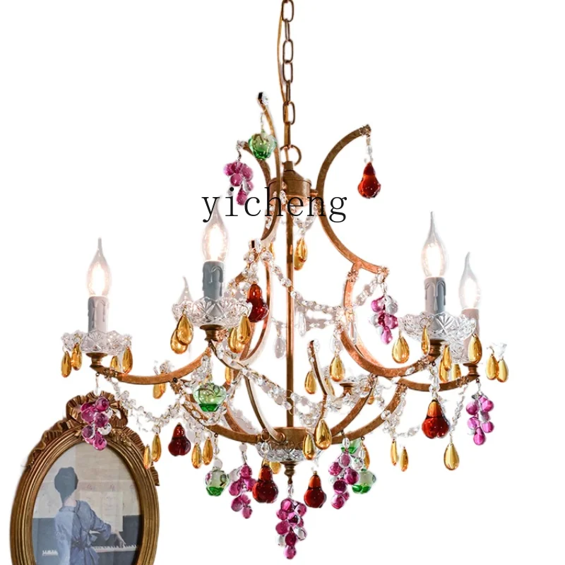 ZK Guest Restaurant Crystal Chandelier Retro Bedroom Study Lamp Light Luxury Villa Clothing Store Art Candle Light