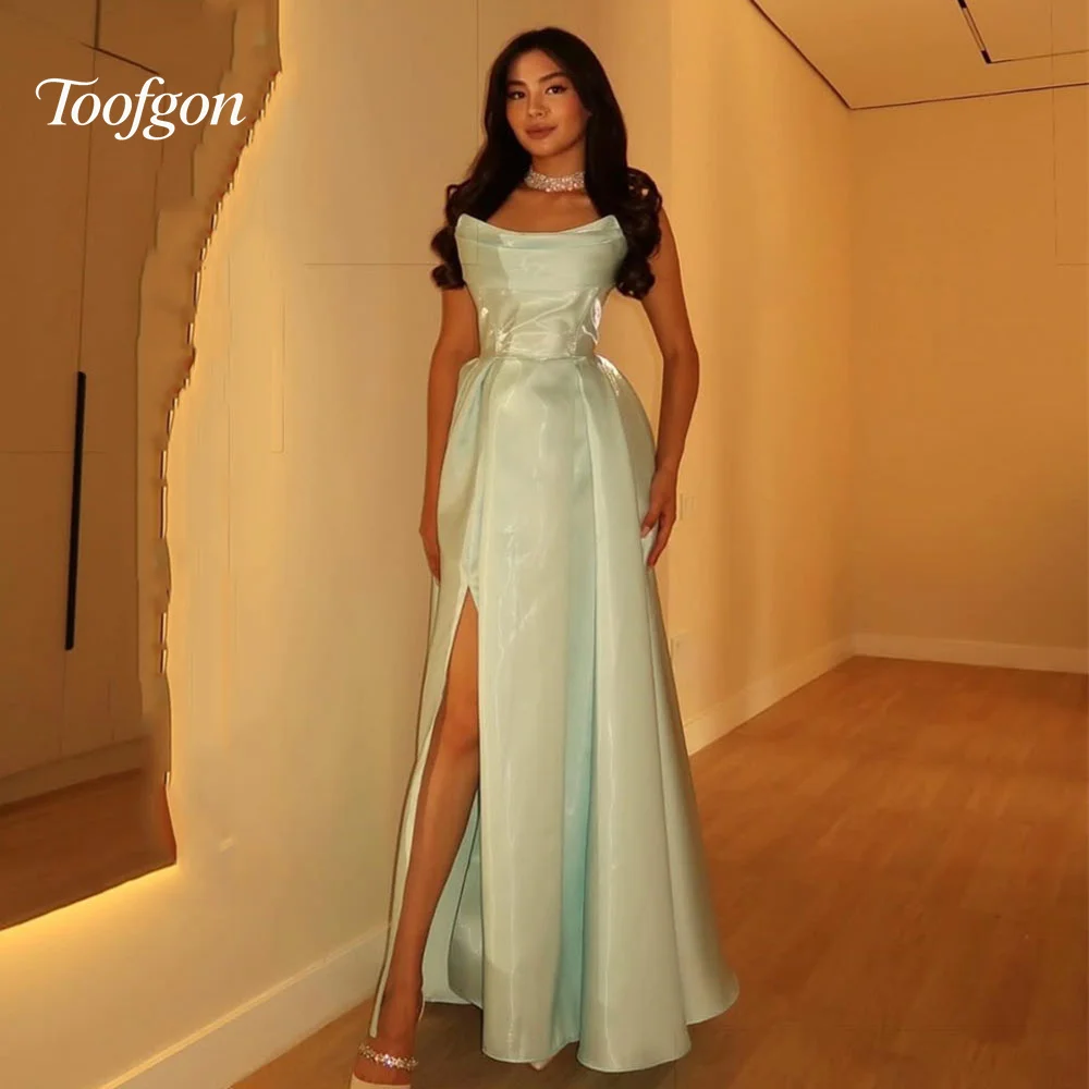 

Toofgon A Line Organza Women Long Prom Dresses Customized Strapless Evening Gowns Formal Party Special Occasion Wear 2025