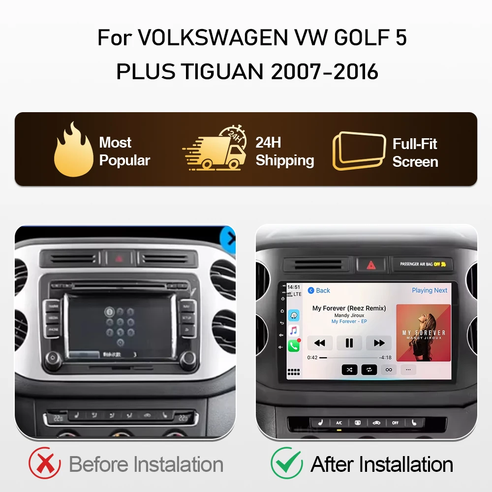 Android Auto Multimedia For VOLKSWAGEN VW GOLF 5 PLUS TIGUAN 2007-2016 Car Radio Video GPS Navigation Carplay 2din DVD Stereo 5G