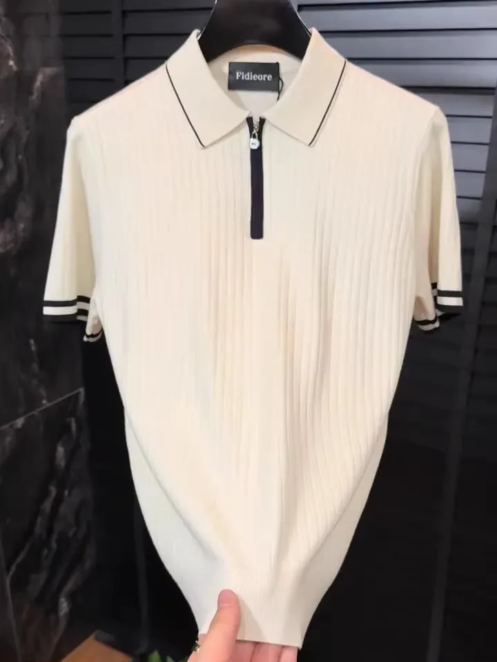 

High Quali Spring Early ort Sve Knitted irt Busin Casual Glowing Sle Luxury Cool Regular Fit M Top