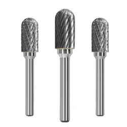 C&CX Ball Nose Cylinder Type Head Tungsten Carbide Rotary File Tool Point Burr Grinder Abrasive Drill Carving Bit Tool for Metal