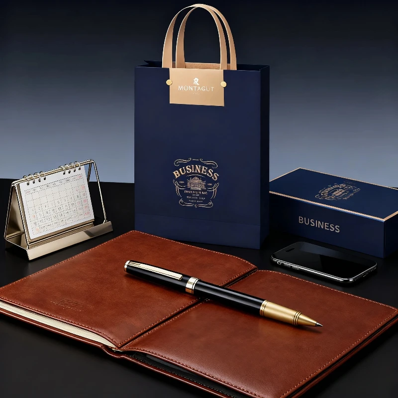 

Montagut Business Fountain Pen Set Luxury Black Gold Metal Pen with Gift Bag Customizable Signature Pen for Office Gift