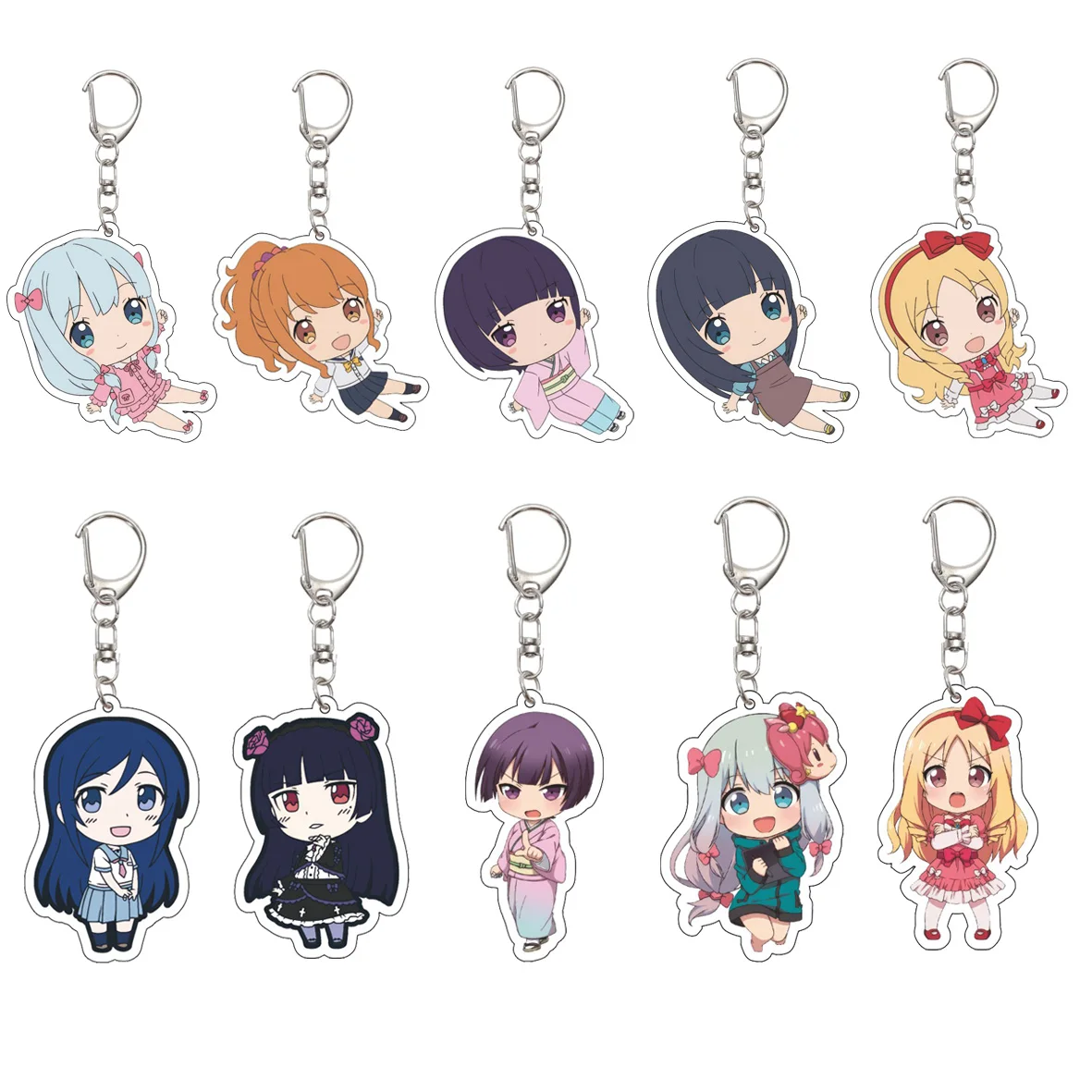 55MM Anime Eromanga Sensei Keychain Masamune Izumi/Izumi Sagiri/Yamada Elf  Key Chain Acrylic Model Plate Christmas Gifts