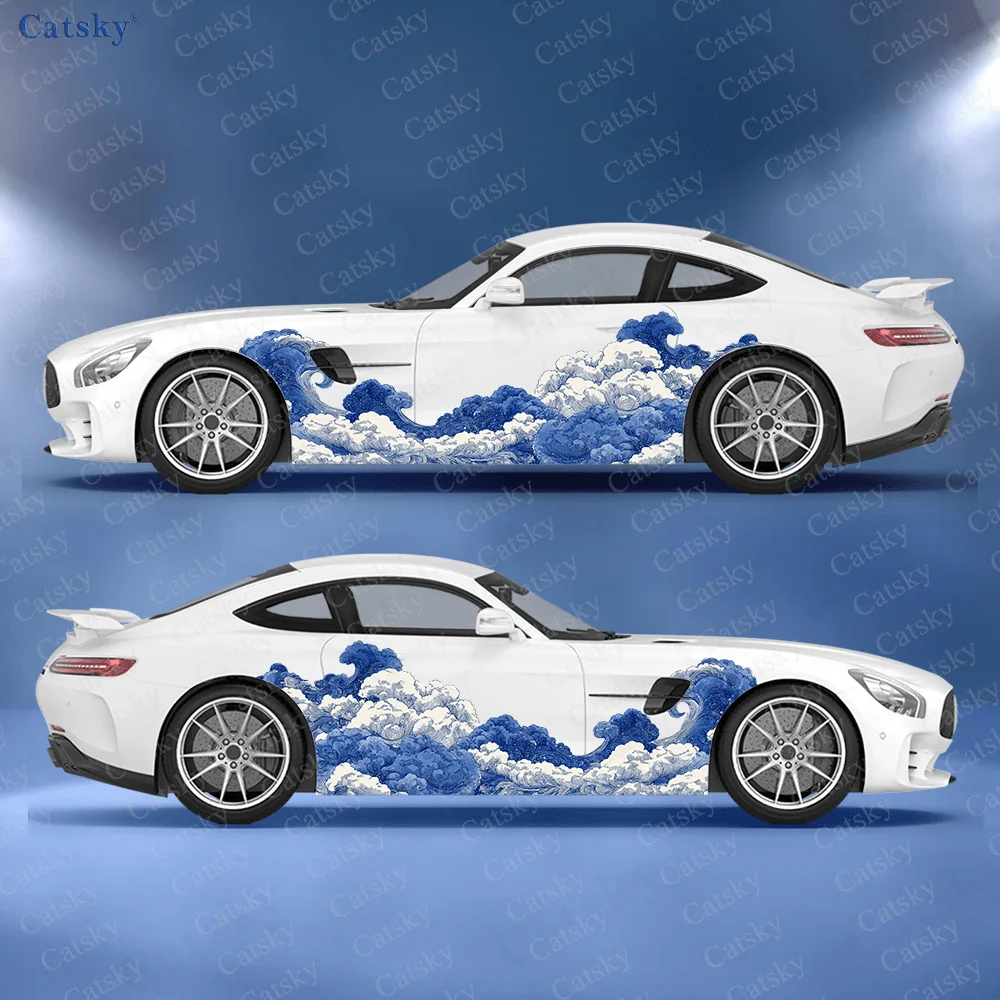 Colorful Cloud Unique Car Side Sticker Decoration, PVC Waterproof Scratch Resistant Decal, Car Protection, Auto Accessories Gift