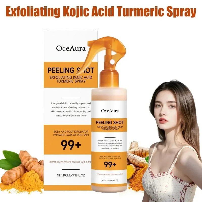 Body Keratin Care Kojic Acid Turmeric Spray Gently Exfoliating Peeling Solution Brightening Hydrating Skin Care