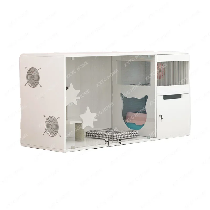 

Клетка для кошек, вилла, большое свободное пространство, встроенный кошачий домик, домашний домашний двухэтажный кошачий домик