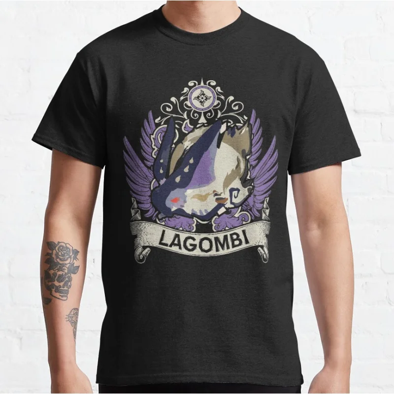 

LAGOMBI 0220 Monster hunter world gift t shirt for men Cartoon Video game MHW Graphic Tee Y2K Clothes All size tops S-6XL