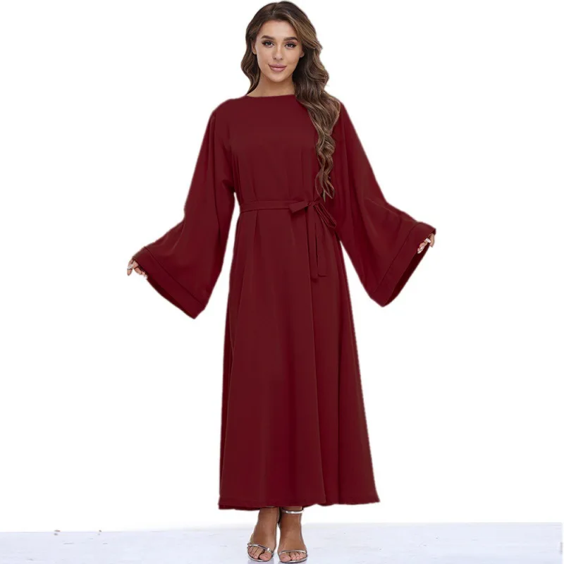 Eid musulman abaya turc Jilbab dubaï longues femmes musulmanes robes islamiques couleur unie prier Simple noir Abaya
