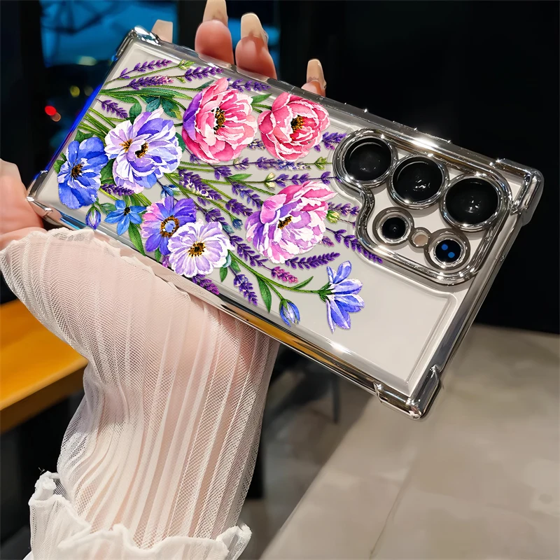 Flower Branch Pattern Case For Samsung Galaxy NOTE 20 Ultra F12 F14 F05 M47 M14 M12 M10S M05 M04 M02 Anti Scratch TPU Cases Etui