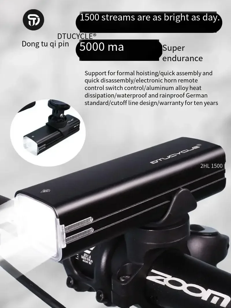 

1500LM Super Bright Bike Light - IPX8 Waterproof Aluminum Alloy Bicycle Headlight for Night Mountain Biking