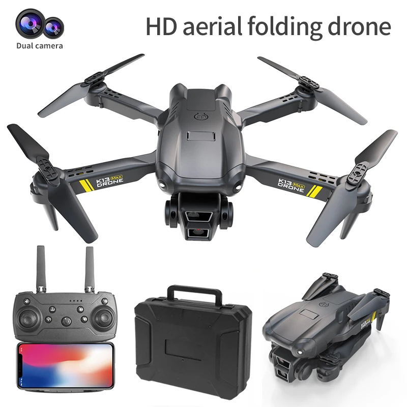 K13 MAX Drone with Dual Cameras - Drone Toys Easy One-Key Takeoff/Landing, Foldable Design, USB Rechargeable for Halloween