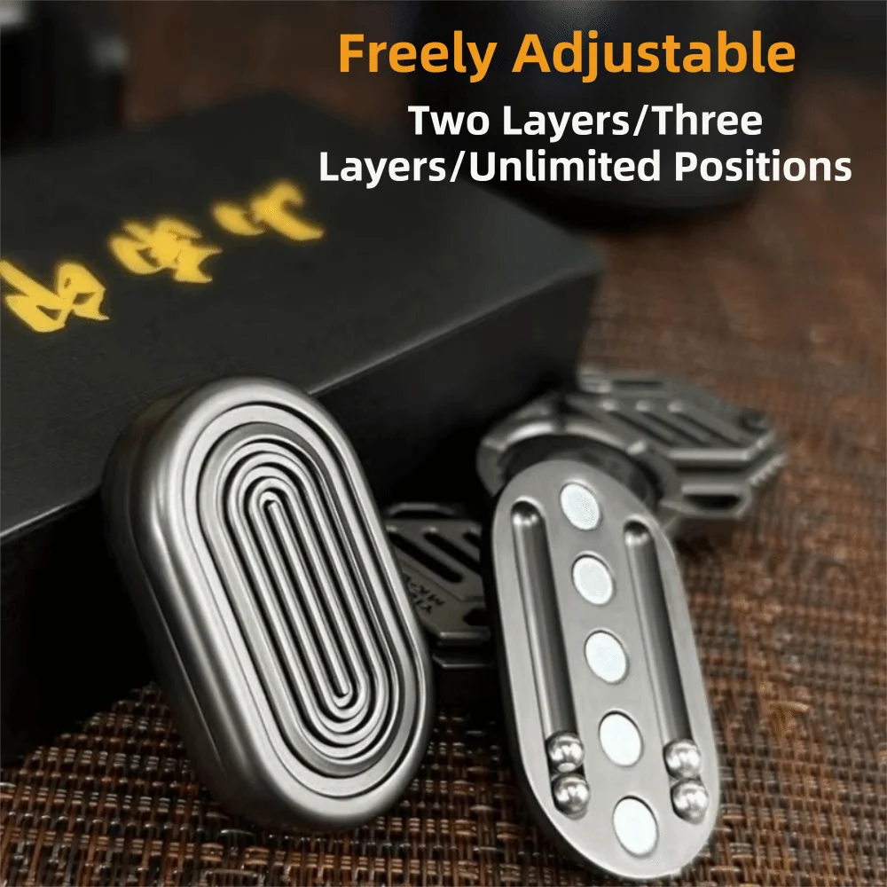 Metal Construction Magnetic Push Card Magnetic Design Three-Layer Structure Fidget Slider Infinite Rhythm Fingertip Gyro
