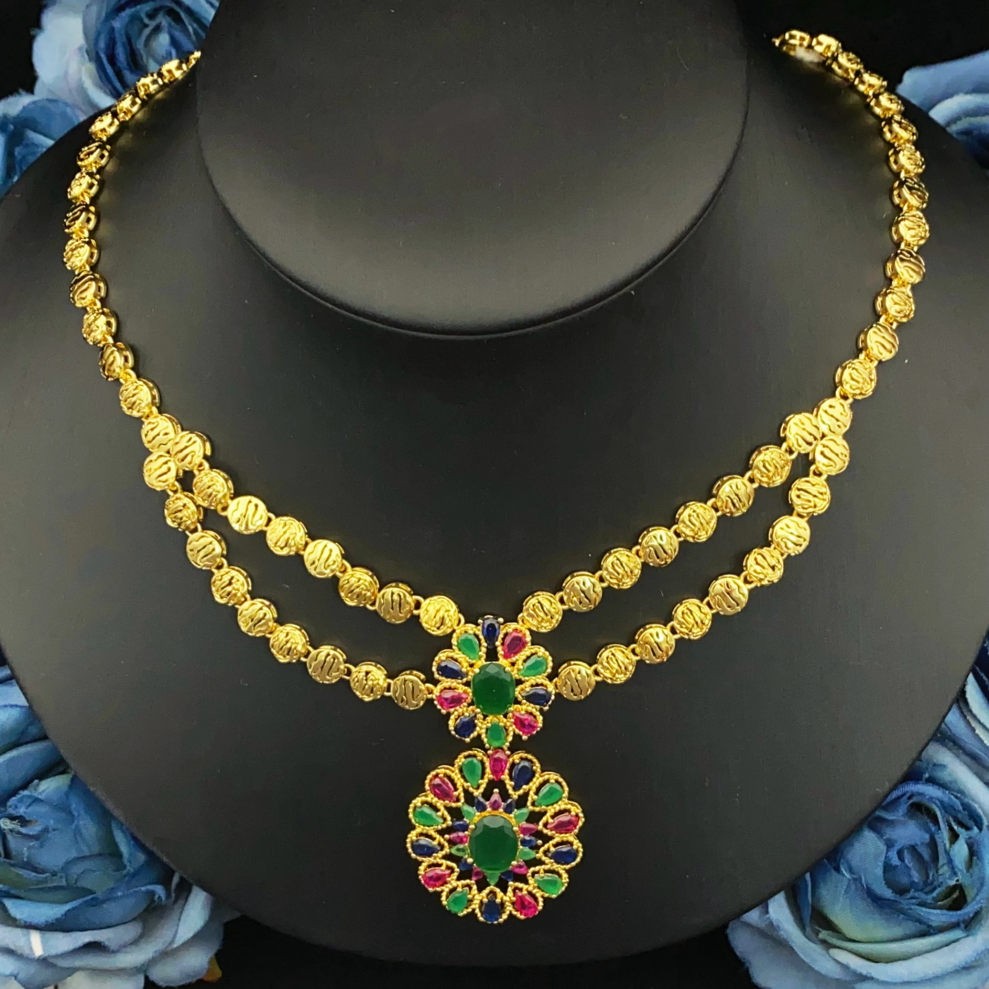 JRH Daily Commute Zircon Imitation Women Jewelry Set Gold-Plated Copper Bracelet Ring Necklace Earrings Middle East Style