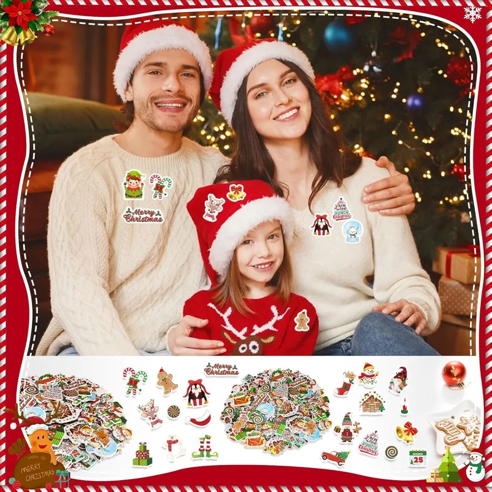 Рождественская наклейка из пенопласта, 300 шт., зимняя оптовая красочная печать, самоклеящиеся пенопластовые наклейки на тему кампуса для детей, Рождество