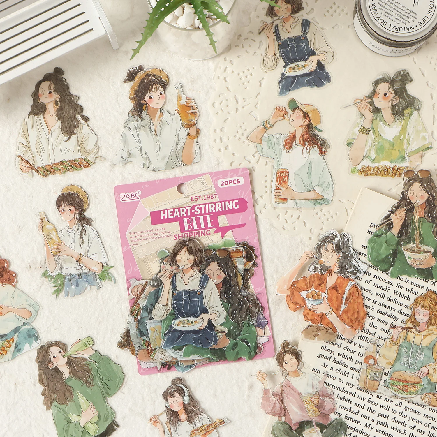 

20/120pcs Comfortable Life Series Kawaii Creative Character PET Stickers DIY Diary Phone Case Aesthetic Scrapbook Stickers