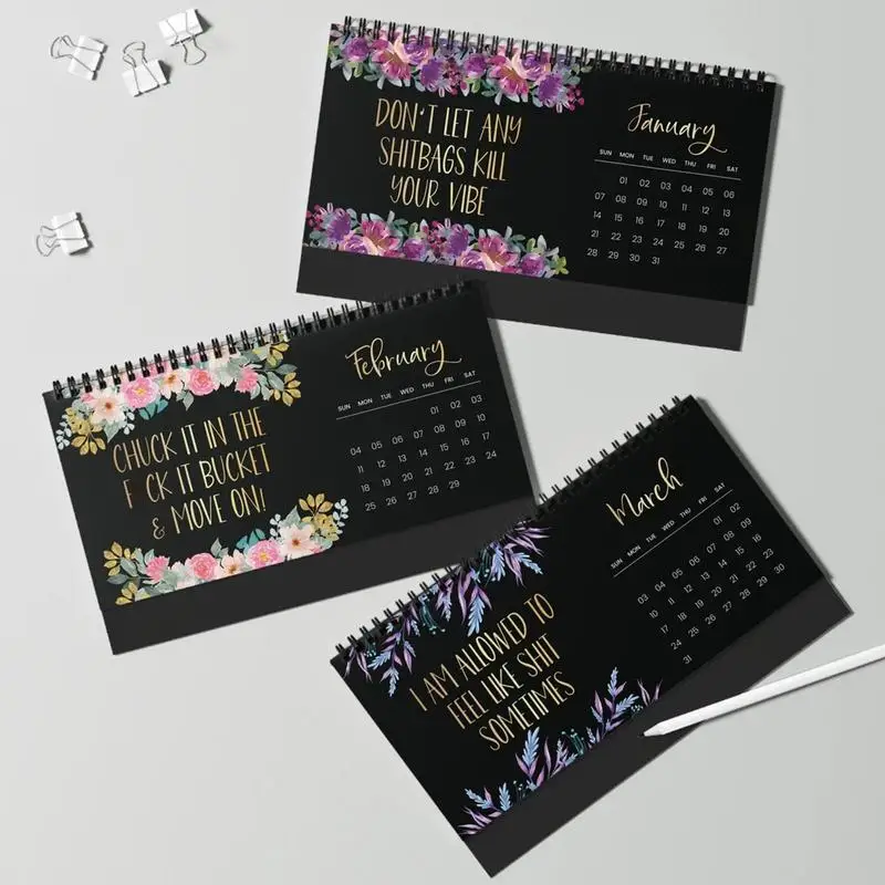 Calendario divertido 2024 para mujeres cansadas, divertido calendario de pared con refranes de palabras Cuss de 12 meses, regalos únicos de Año