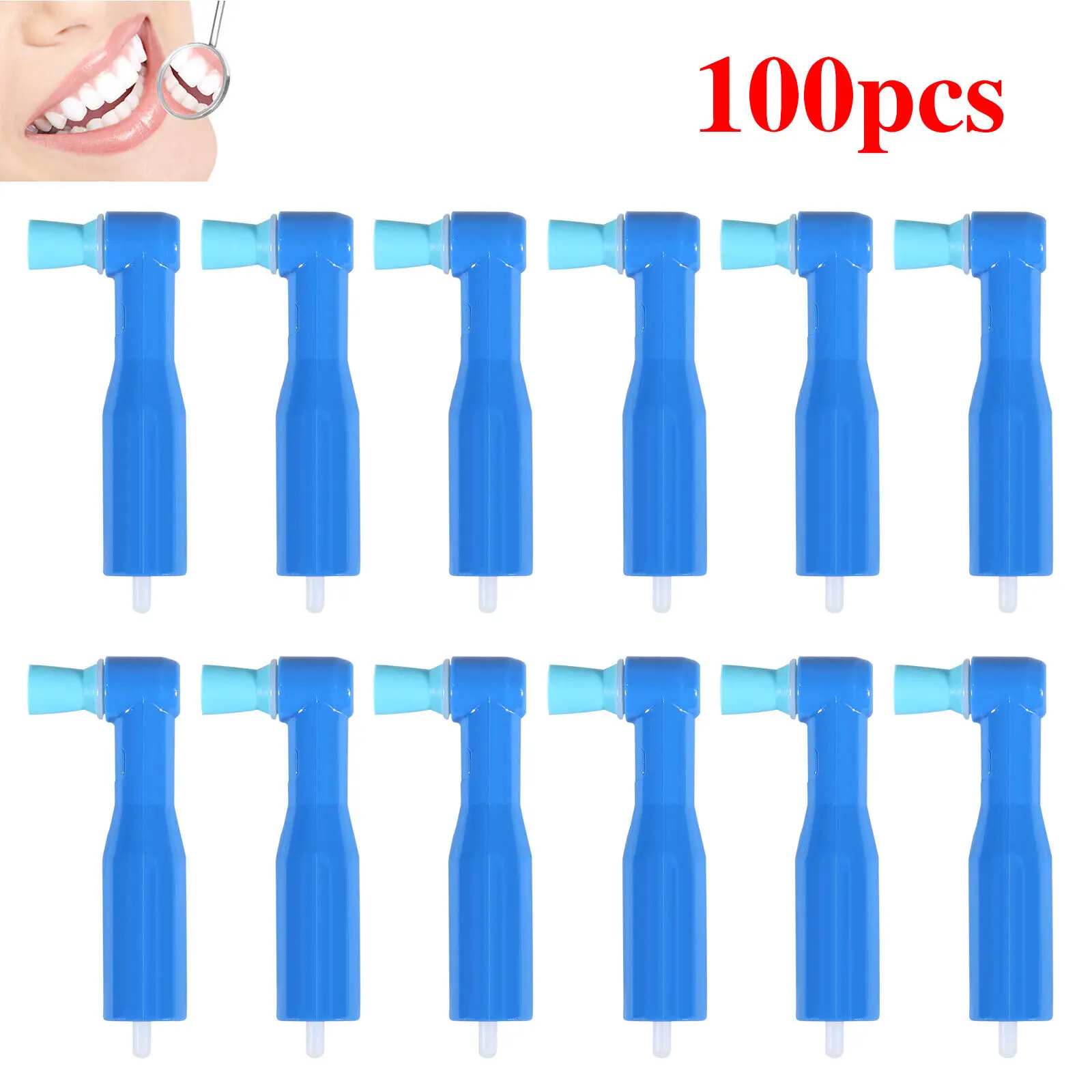 

100pcs Dental Disposable Prophy Angles Firm Latex Free Right Angle 90° Cup Blue Color