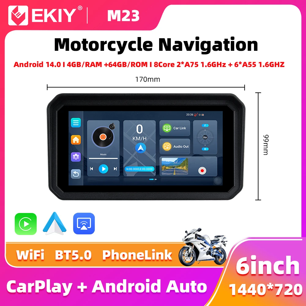 EKIY Android 14.0 Беспроводной CarPlay Moto Android Auto 6 