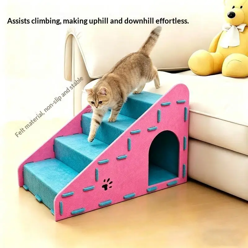 Sturdy Pet Stairs Anti-Slip 3 Steps Ramp for Small Dogs Cats, Safe Climbing Helper for Bed Couch Sofa Indoor Use