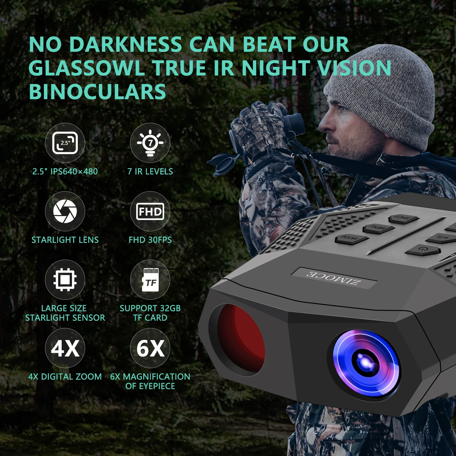 GD 4K Night Vision Goggles Adult Night Vision Binoculars Digital Infrared Goggles with Night Vision,8X Optical Zoom