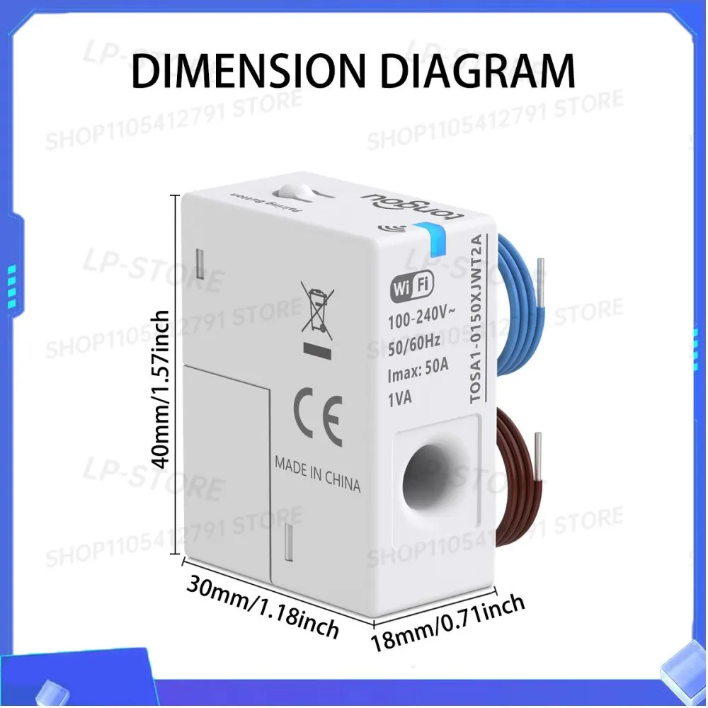 Tuya Smart WiFi Energy Meter with kWh Monitoring and Prepaid Function 1-50A Real-time Power Consumption/Voltage/Current Monitor