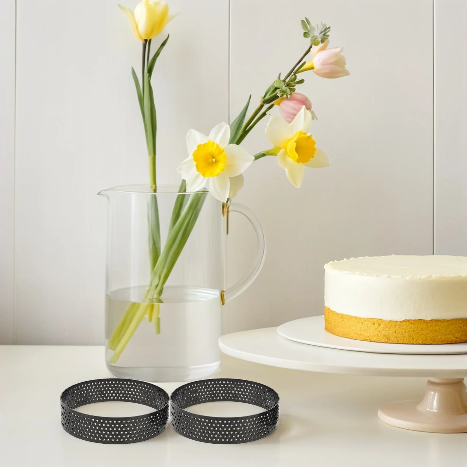 

10Pcs 3.14 Inch Stainless Steel Perforated Mousse Cake Rings for Baking Cooking Pastries and Desserts Cake Rings