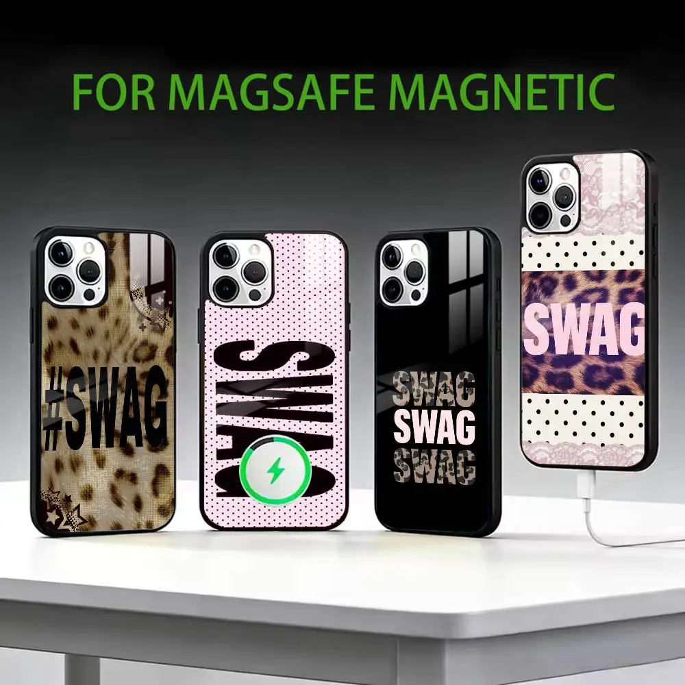 

l-Leopard Print s-SWAG Phone Case For iPhone17,16,15,14,13,12,11 Plus,Pro Max Magnetic For Magsafe Wireless Charging