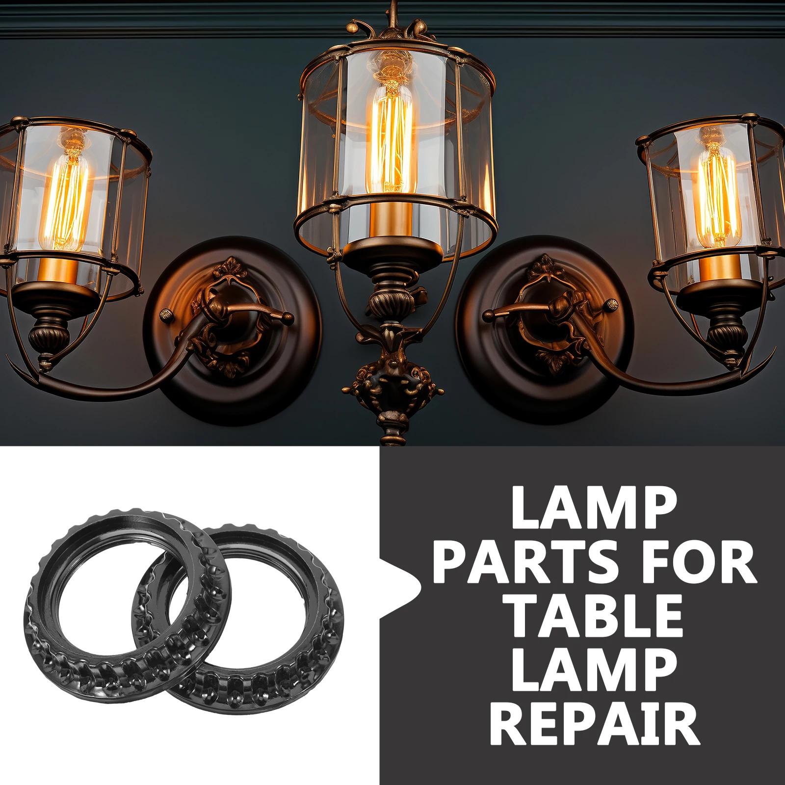 10Pcs Bakelite Outer Ring Lamp Shade Ring Set Easy Install E26 Reducer Collar for Light Fixture Lampshade Adapter Replacement