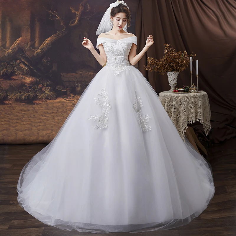 XXN-164#French Wedding Dress 2025 New Bridal Luxury Tail Off Shoulder Embroider Lace Up Wholesale Ball Gown and Mermaid Style