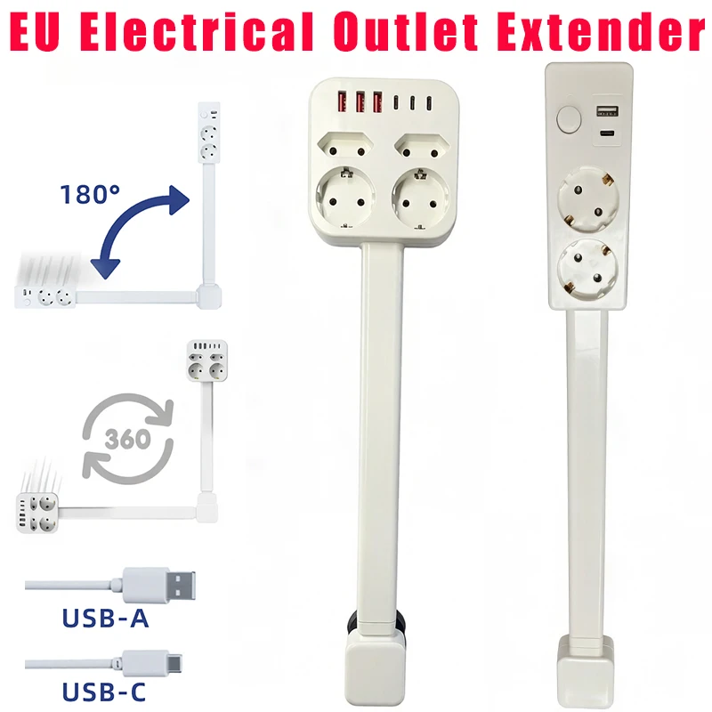 eu-延長ソケット-ac-コンセント-usb-ポート-typec-on-off-スイッチ制御電源ストリッププラグアダプターコンバーター電気壁プラグ