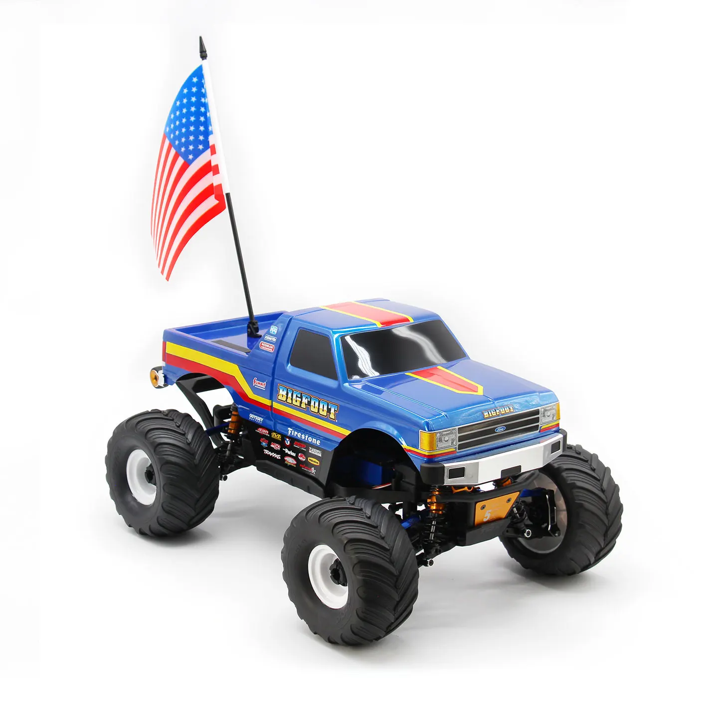 HR Traxxas 1/10 Bigfoot Monster Truck 4x4 Aluminiumlegierung, feste Basis, simulierte Flagge mit verstellbarem Winkel, RC-Autoteile