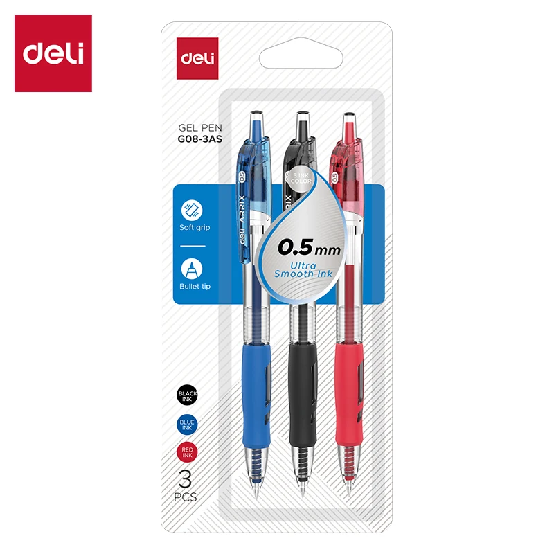 مجموعة أقلام جل قابلة للسحب من ديلي 0.5 ملم طرف رصاصة أسود أزرق أحمر 3 ألوان حبر مكتب مدرسة الكتابة أقلام حبر جل #1