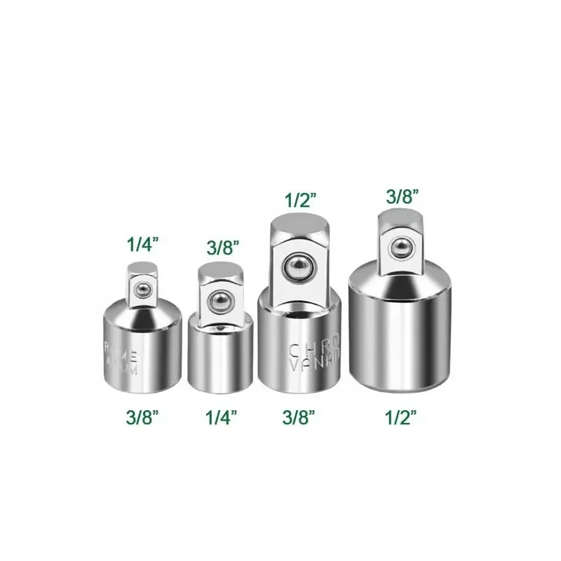 4pc-6 buah Ratchet kunci pas soket konverter lengan adaptor kepala 1/2 "untuk 3/8" terbang ke 1/4 "Baja anti karat untuk 1/4" untuk 1/2 "ke 3/8"