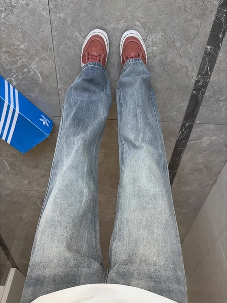 

American High Street Men's Fce Lined Jeans High Waist Flared Pants Vintage Waed Slimming Trendy Autumn Winter Jeans