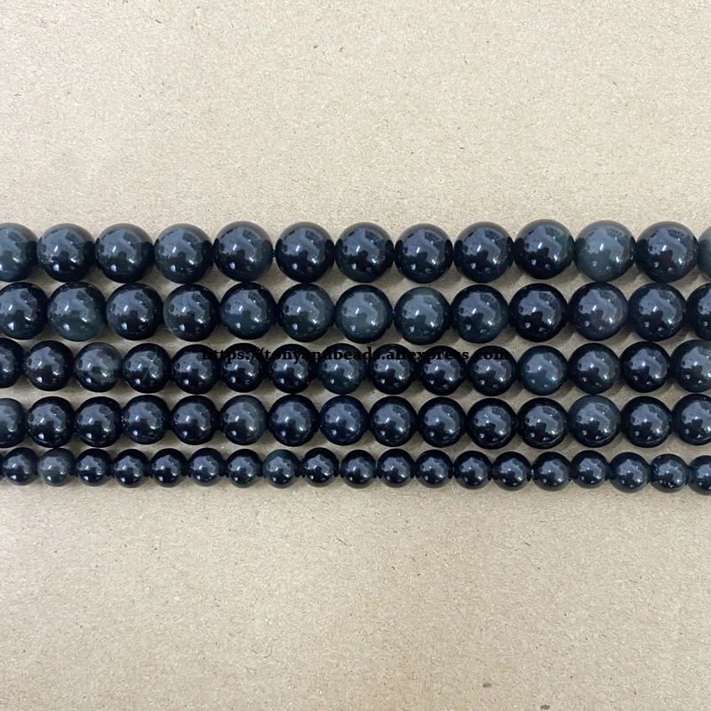 Natural Stone Black(Rainbow) Obsidian Round Loose Beads 15\