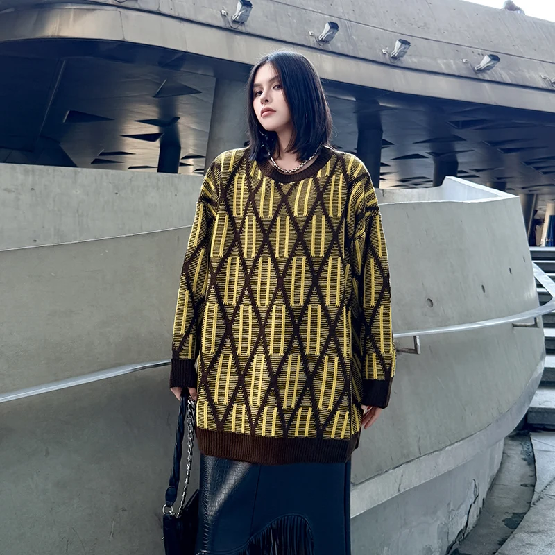 

Loose Knitted Sweater round Ne Cisas Robe Color Blo Floral Pattern Autumn Winter New Sle Casual Comfortable Cotton Top