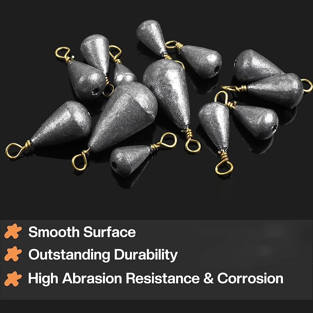 10Pcs Fishing Weights Sinkers Drop Shot Weights with Brass Swivels Casting Bell Weights for Bass Catfish Wacky Fishing Tackle