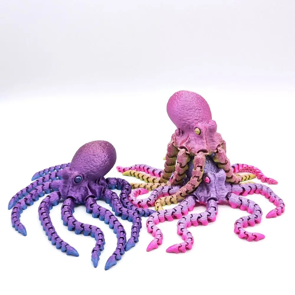 Vibrant Color 3D Printed Octopus Figurine 3D Printed Versatile Design Jointed Body Figurine Jointed Body
