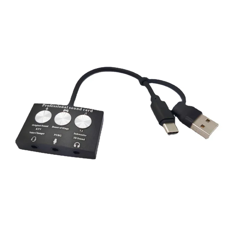 USB External Sound Card USB+ Type C  Jack Headphone Microphone Audio Adapter