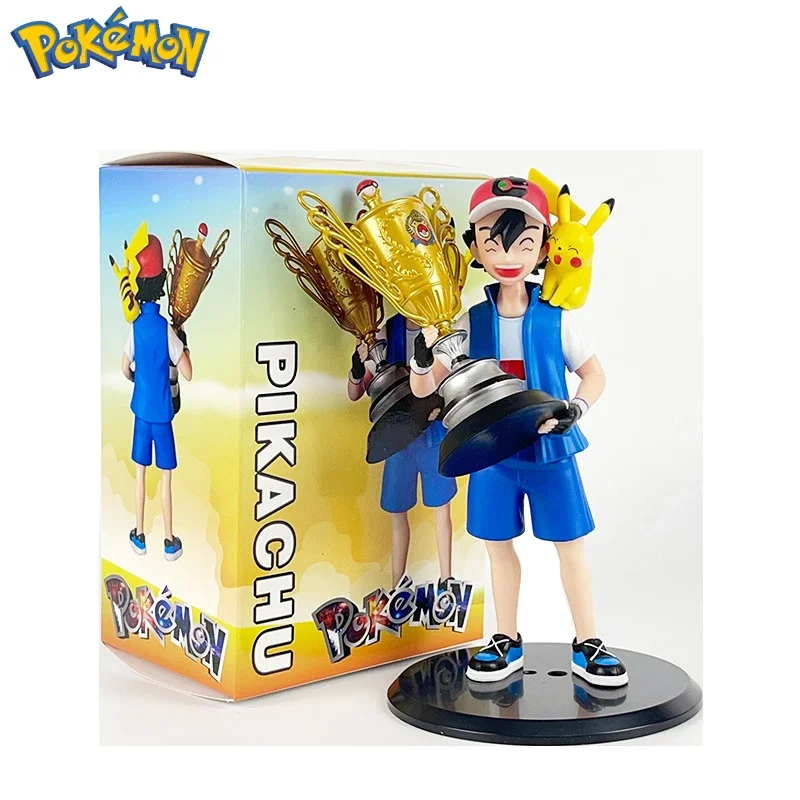 

Pokemon Ash Ketchum Pikachu Championship Trophy Model Animation Decorative Ornament Children's Toy Figure Birthday Gift