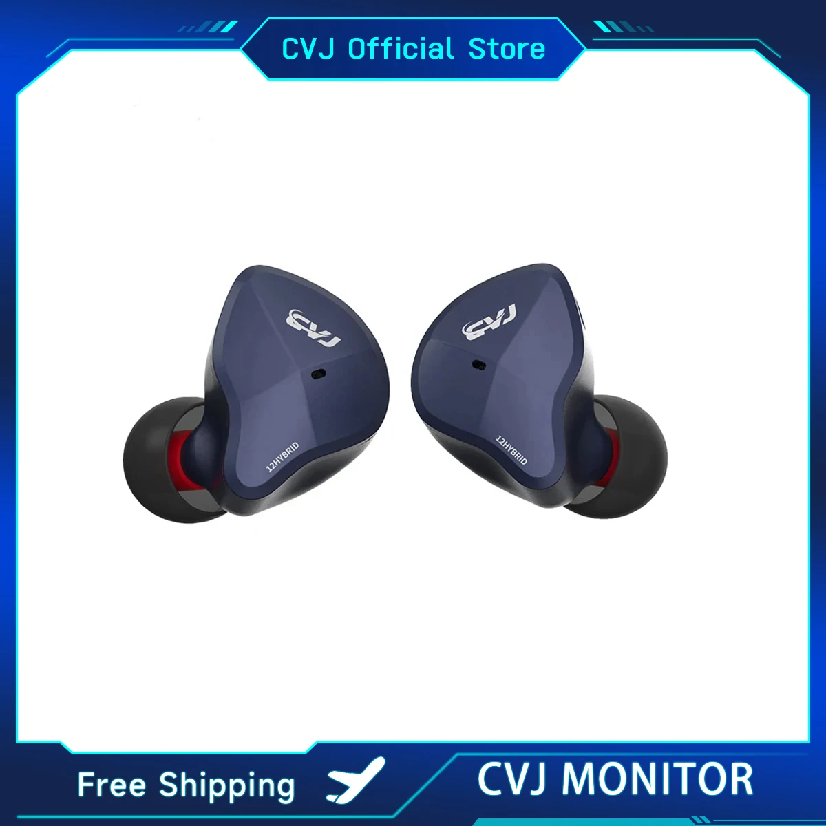 CVJ  Wire Headphones Hybrid Dynamic Driver HIFI Monitor Earbuds 2Pin 12 Units iEM Mic Earphones With Oxygen Free Copper Cable