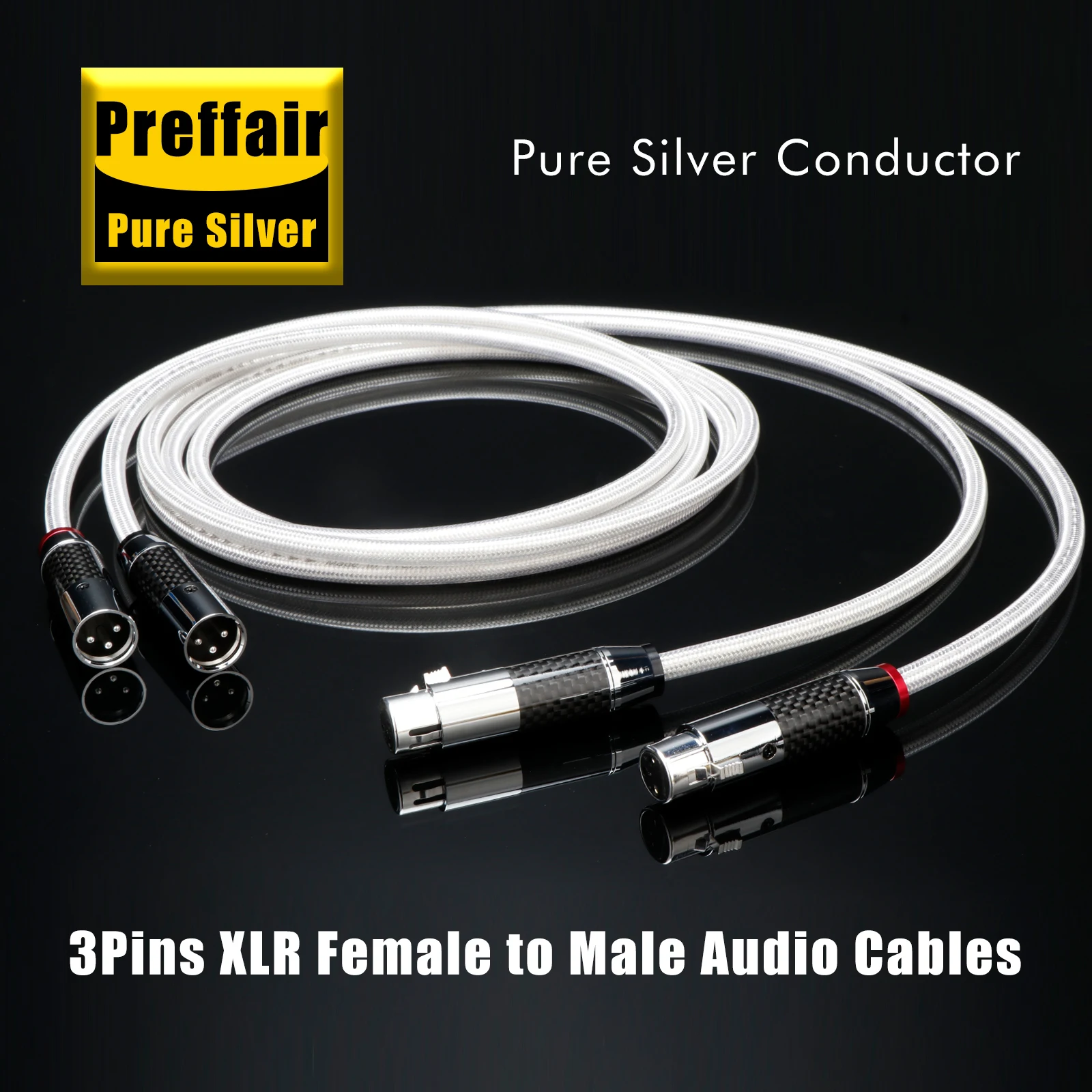 كابل ألياف الكربون الفضي النقي PREFFAIR ، كابل RCA إلى XLR ، ربط الصوت ، نواة الفضة النقية PSS الصلبة ، X451