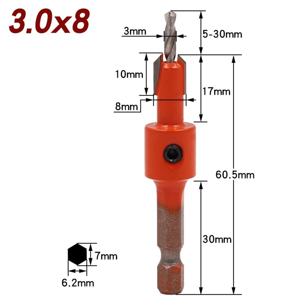 1pc Holz Hex Schaft Senker Bohrer Salat Bohrer Schritt Bohrer HCS Senker Cutter Schraube Loch Bohrer