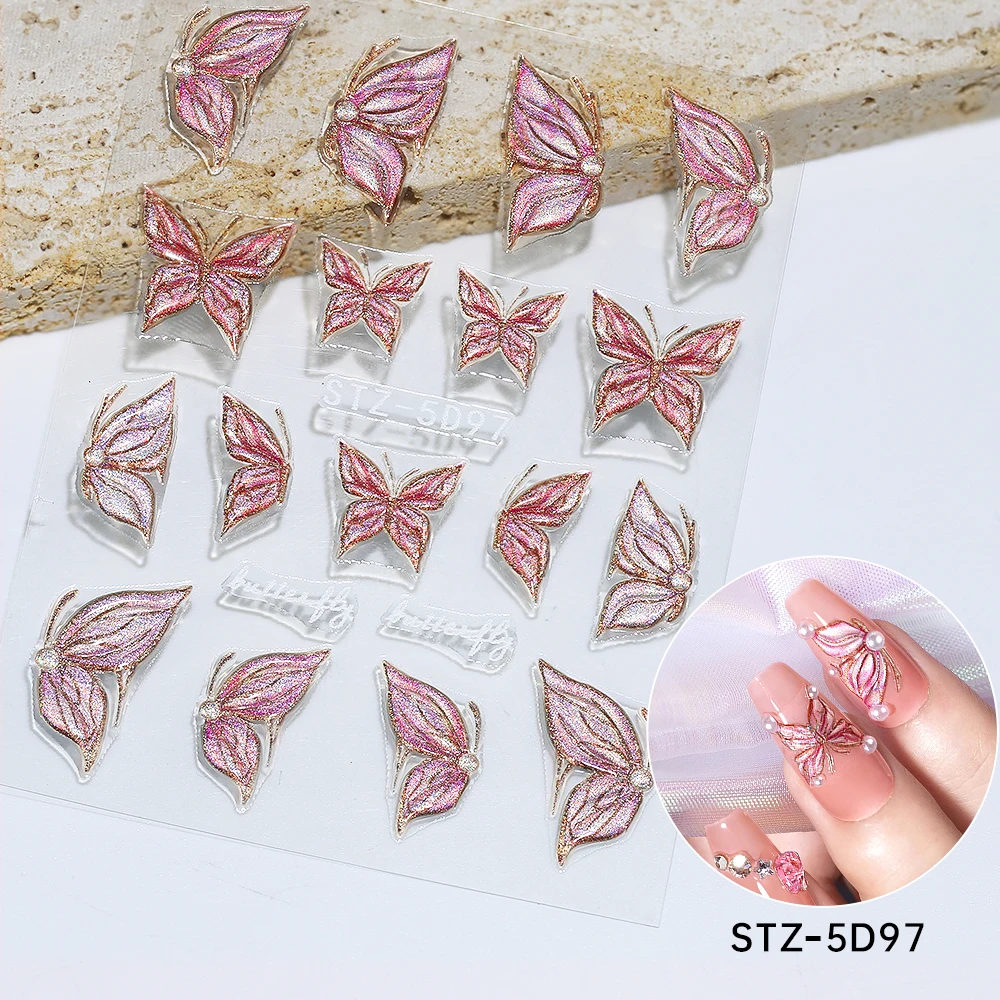 Nail Art Tips DIY Nail Stickers Fairy Butterfly Design Flower Self-adhesive Butterfly Nail Decals For Women Manicure Accessories