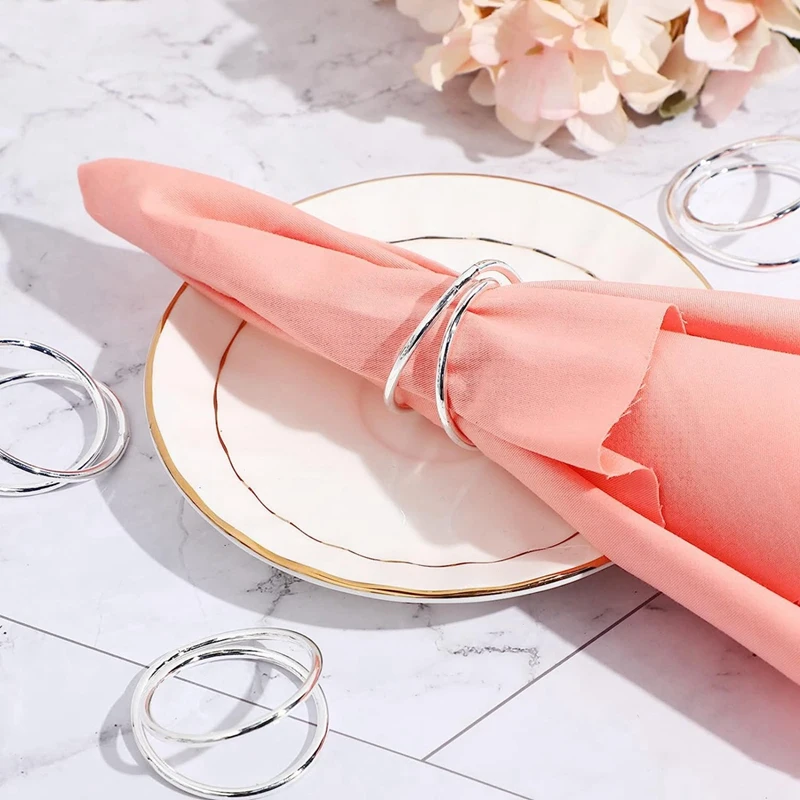 napkin buckle 36Pcs Metal Spiral Napkin Ring Buckles Simple Napkin Rings for Weddings Reception Dinner Buffet Table Decor Silver